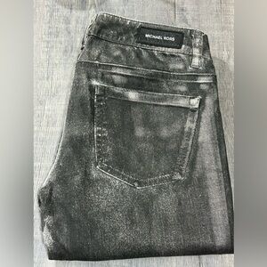 Michael Kors Silver Paint Covered Stretch Skinny Low Rise Women’s Jeans 26